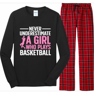 Funny Basketball Art For Teens Basketball Player Long Sleeve Pajama Set