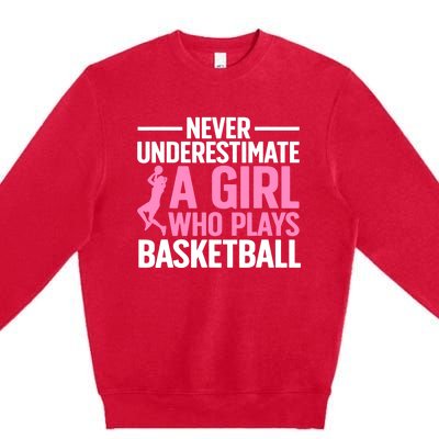 Funny Basketball Art For Teens Basketball Player Premium Crewneck Sweatshirt