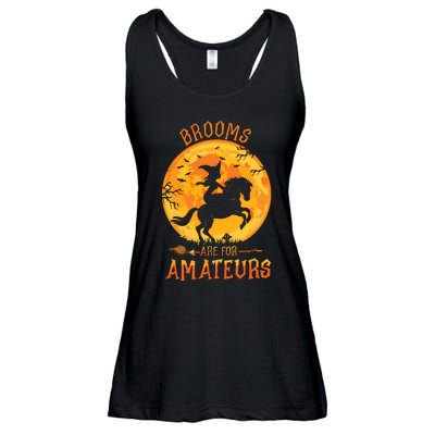 Funny Brooms Are For Amateurs Witch Riding Horse Halloween Ladies Essential Flowy Tank