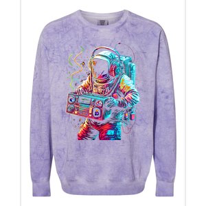 Funky Boombox Astronaut In Space Graphic And Teens Gift Colorblast Crewneck Sweatshirt