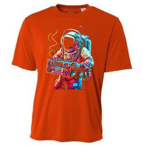 Funky Boombox Astronaut In Space Graphic And Teens Gift Cooling Performance Crew T-Shirt