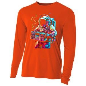 Funky Boombox Astronaut In Space Graphic And Teens Gift Cooling Performance Long Sleeve Crew