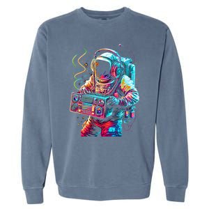 Funky Boombox Astronaut In Space Graphic And Teens Gift Garment-Dyed Sweatshirt