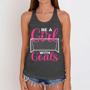 funny be a soccer with goals soccer player Women's Knotted Racerback Tank