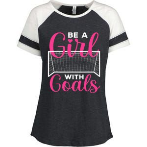 funny be a soccer with goals soccer player Enza Ladies Jersey Colorblock Tee