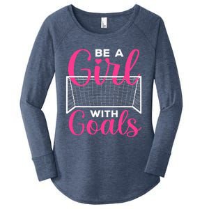 funny be a soccer with goals soccer player Women's Perfect Tri Tunic Long Sleeve Shirt