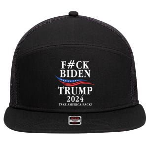 Fuck Biden American President Donald Trump 2024 Election US Flag 7 Panel Mesh Trucker Snapback Hat