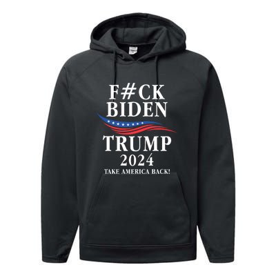 Fuck Biden American President Donald Trump 2024 Election US Flag Performance Fleece Hoodie