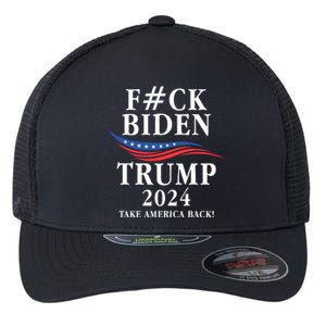 Fuck Biden American President Donald Trump 2024 Election US Flag Flexfit Unipanel Trucker Cap