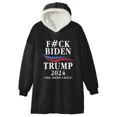 Fuck Biden American President Donald Trump 2024 Election US Flag Hooded Wearable Blanket