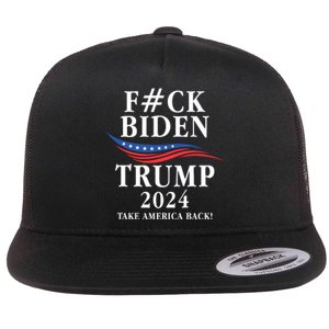 Fuck Biden American President Donald Trump 2024 Election US Flag Flat Bill Trucker Hat