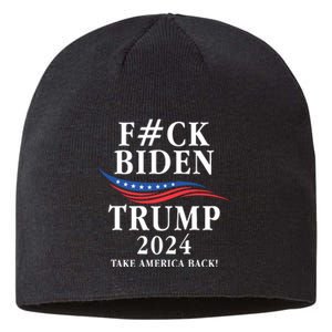 Fuck Biden American President Donald Trump 2024 Election US Flag Sustainable Beanie