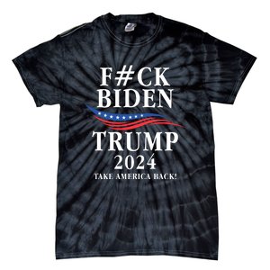 Fuck Biden American President Donald Trump 2024 Election US Flag Tie-Dye T-Shirt