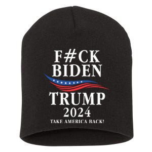 Fuck Biden American President Donald Trump 2024 Election US Flag Short Acrylic Beanie