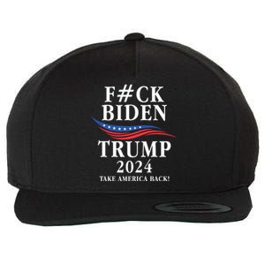 Fuck Biden American President Donald Trump 2024 Election US Flag Wool Snapback Cap