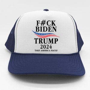 Fuck Biden American President Donald Trump 2024 Election US Flag Trucker Hat