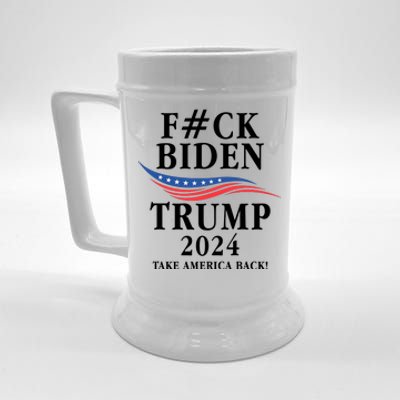 Fuck Biden American President Donald Trump 2024 Election US Flag Beer Stein