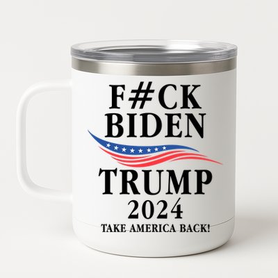 Fuck Biden American President Donald Trump 2024 Election US Flag 12 oz Stainless Steel Tumbler Cup