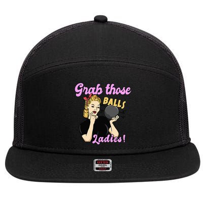 Funny Bowling Art For Bowler Ball Bowling Lover 7 Panel Mesh Trucker Snapback Hat