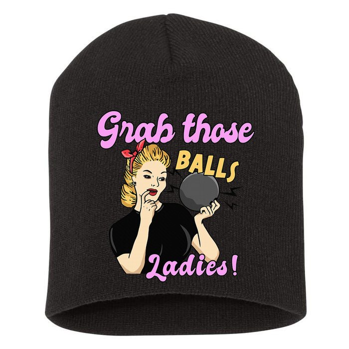 Funny Bowling Art For Bowler Ball Bowling Lover Short Acrylic Beanie