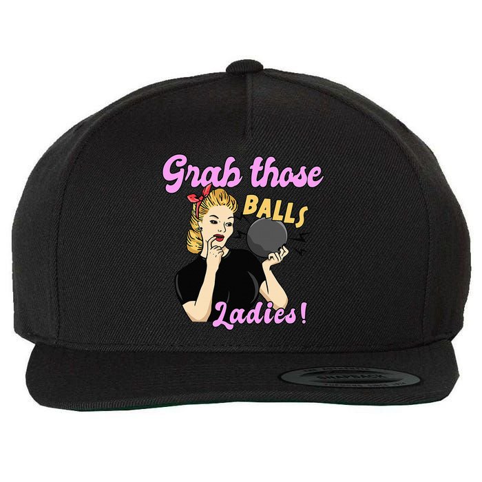 Funny Bowling Art For Bowler Ball Bowling Lover Wool Snapback Cap