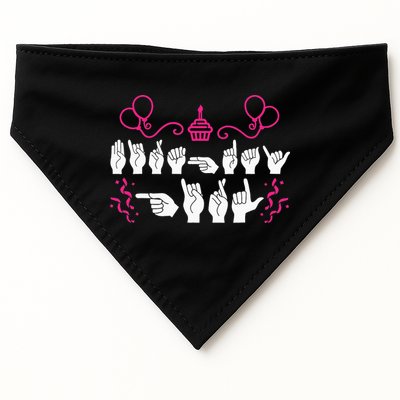 funny Birthday ASL American Sign Language USA-Made Doggie Bandana