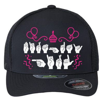 funny Birthday ASL American Sign Language Flexfit Unipanel Trucker Cap