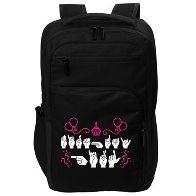 funny Birthday ASL American Sign Language Impact Tech Backpack