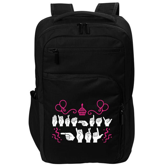 funny Birthday ASL American Sign Language Impact Tech Backpack