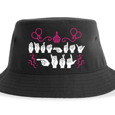 funny Birthday ASL American Sign Language Sustainable Bucket Hat
