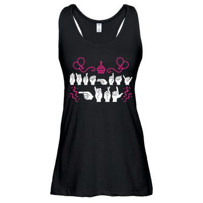 funny Birthday ASL American Sign Language Ladies Essential Flowy Tank