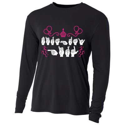 funny Birthday ASL American Sign Language Cooling Performance Long Sleeve Crew
