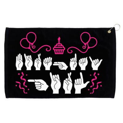 funny Birthday ASL American Sign Language Grommeted Golf Towel