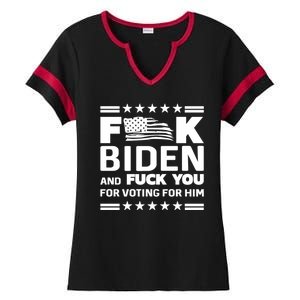 F*ucK Biden And F You For Voting For Him Ladies Halftime Notch Neck Tee