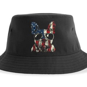 French Bulldog American USA Flag 4th of July Frenchie Sustainable Bucket Hat