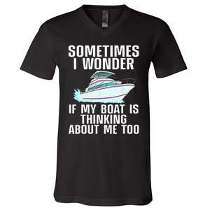 Funny Boat Art For Men Women Boating Watercraft Boat Owner V-Neck T-Shirt