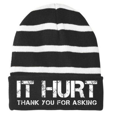 Funny Broken Arm Or Broken Leg Striped Beanie with Solid Band