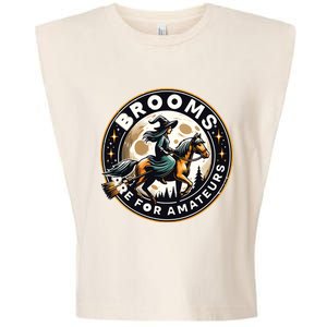 Funny Brooms Are For Amateurs Witch Riding Horse Halloween Vneck Garment-Dyed Women's Muscle Tee