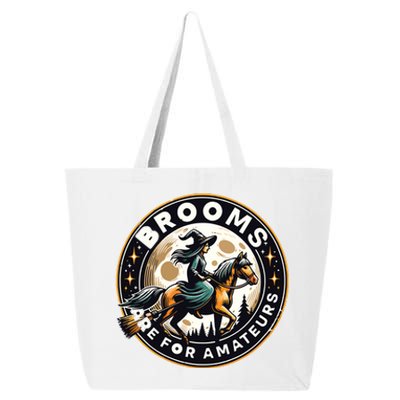 Funny Brooms Are For Amateurs Witch Riding Horse Halloween Vneck 25L Jumbo Tote