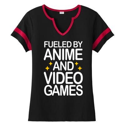 Fueled By Anime And Video Games Gaming Ladies Halftime Notch Neck Tee