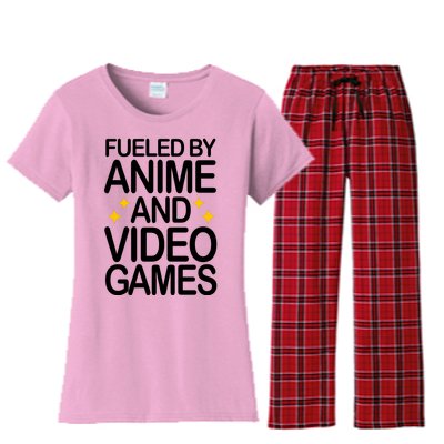 Fueled By Anime And Video Games Gaming Women's Flannel Pajama Set