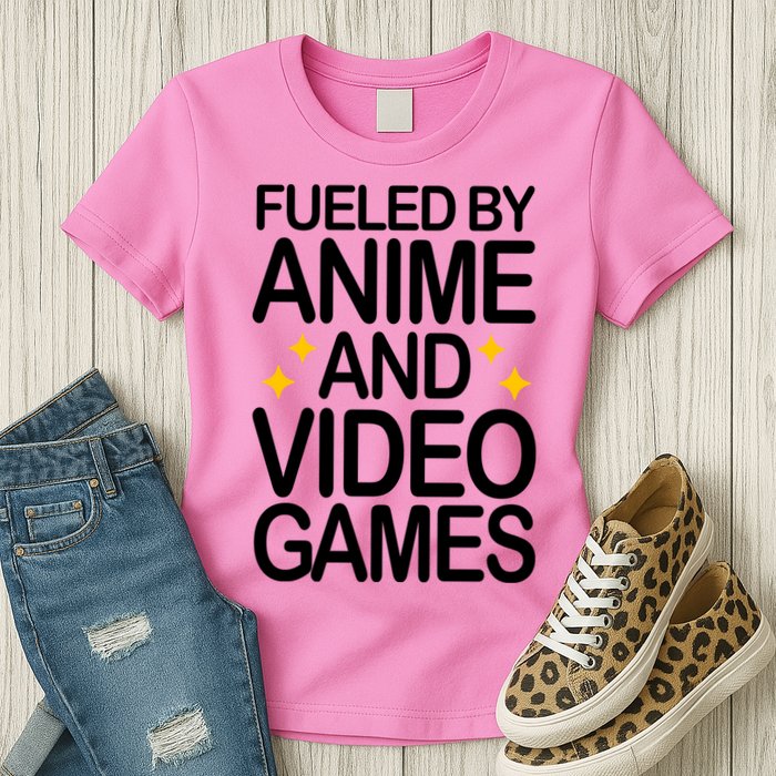 Fueled By Anime And Video Games Gaming Womens T-Shirt