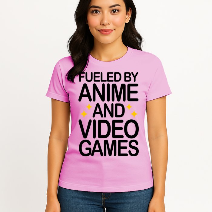 Fueled By Anime And Video Games Gaming Womens T-Shirt