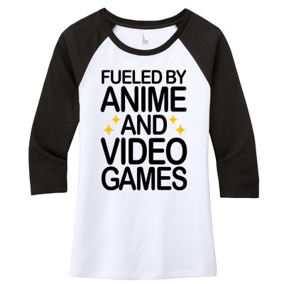 Fueled By Anime And Video Games Gaming Women's Tri-Blend 3/4-Sleeve Raglan Shirt