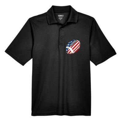 Football Ball American Flag U.S.A. Great Gifts Idea Men's Origin Performance Piqué Polo