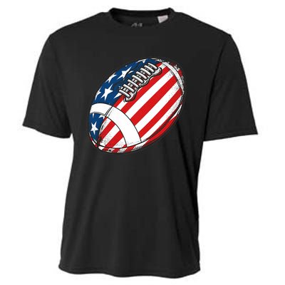 Football Ball American Flag U.S.A. Great Gifts Idea Cooling Performance Crew T-Shirt