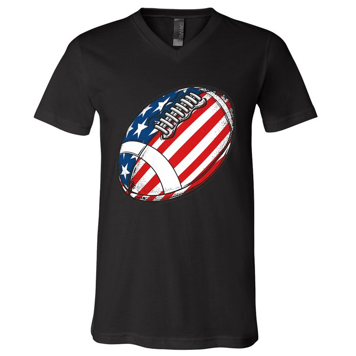 Football Ball American Flag U.S.A. Great Gifts Idea V-Neck T-Shirt