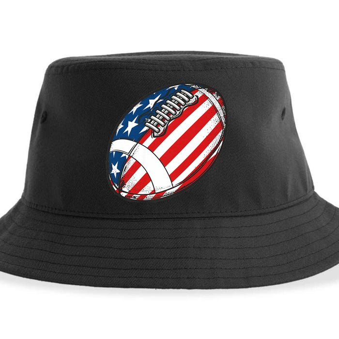 Football Ball American Flag U.S.A. Great Gifts Idea Sustainable Bucket Hat