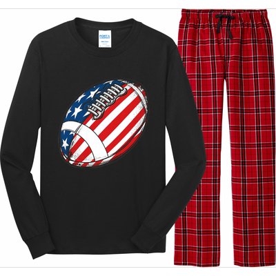 Football Ball American Flag U.S.A. Great Gifts Idea Long Sleeve Pajama Set