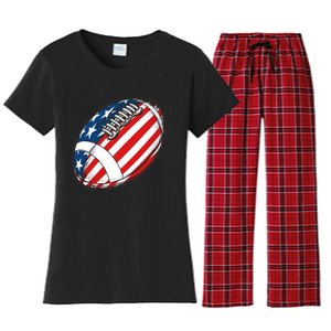 Football Ball American Flag U.S.A. Great Gifts Idea Women's Flannel Pajama Set